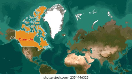 Canada map. Dominican country has Ottawa capital city. The country with maple leaf flag is famous for its free healthcare, nature, wildlife and beautiful landscapes. Canada is neighbor, larger than US