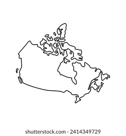 Canada map. easy drawn simple style in minimal line outline thin shape, Isolated, vector illustration