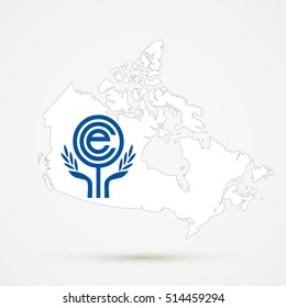 Canada map in Economic Cooperation Organization flag colors, editable vector.