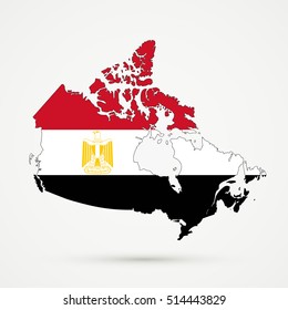 Canada map in Egypt flag colors, editable vector.