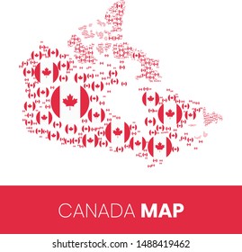 Canada map filled with flag-shaped circles, Canada map with flag