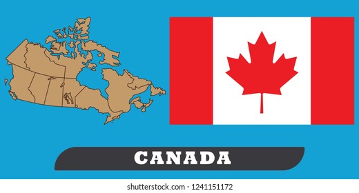 Canada Map and Canada flag