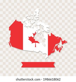 mapa canadá con ilustración de diseño de bandera