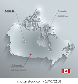 Canada Map Flag Glass Water Card Paper 3D Vector 