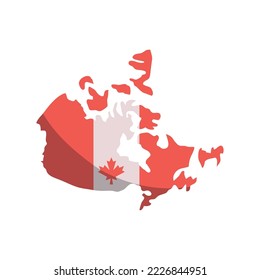 Canada map and flag icon isolated