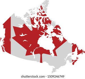 Canada map with flag illustration,textured background, Symbols of Canada  - Vector