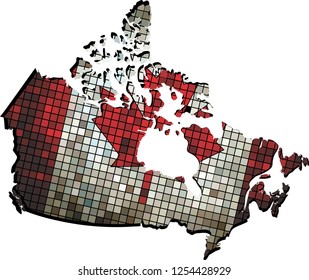 Canada map with flag inside - Illustration, 
Canadian flags and map in mosaic,  
Abstract grunge mosaic vector