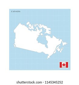 Canada map and flag on blue and white grid vector illustration