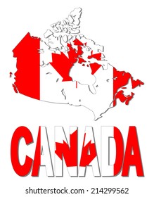Bandeira do mapa do Canadá e ilustração de texto