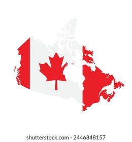 Canada Map And Canada Flag Vector Design.