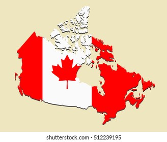 Canada Map Flag. Vector Illustration