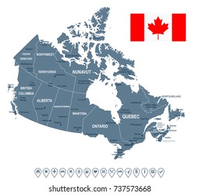 Canada map and flag - vector illustration