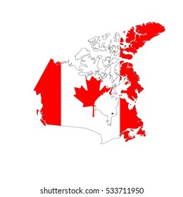 Canada map and flag in white background