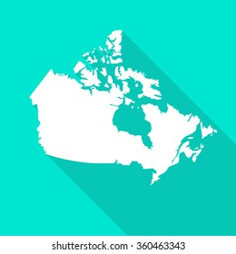 Canada Map Flat Simple Style With Long Shadow.