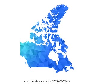 canada map in geometric blue polygonal style modern design on white background. Vector illustration.