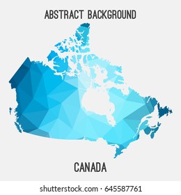 Canada map in geometric polygonal,mosaic style in blue shades. Vector illustration.
