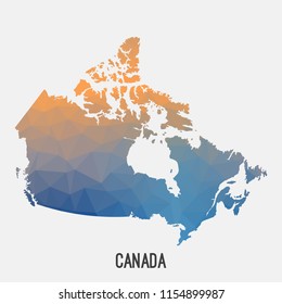 Canada map in geometric polygonal,mosaic style.Abstract tessellation,modern design background,low poly. Geometric cover, mockup. Vector illustration.