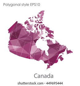 Canada map in geometric polygonal,mosaic style.Abstract gems triangle,modern design background. Vector illustration EPS10