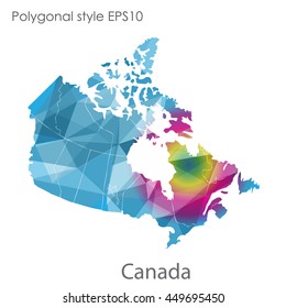 Canada map in geometric polygonal,mosaic style.Abstract gems triangle,modern design background. Vector illustration EPS10