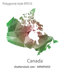 Canada map in geometric polygonal,mosaic style.Abstract gems triangle,modern design background. Vector illustration EPS10