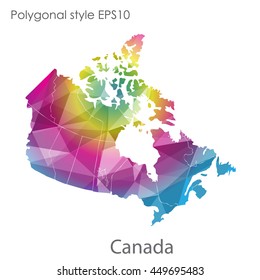 Canada map in geometric polygonal,mosaic style.Abstract gems triangle,modern design background. Vector illustration EPS10