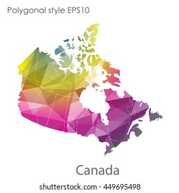 Canada map in geometric polygonal,mosaic style.Abstract gems triangle,modern design background. Vector illustration EPS10
