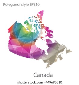 Canada map in geometric polygonal,mosaic style.Abstract gems triangle,modern design background. Vector illustration EPS10