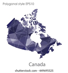 Canada map in geometric polygonal,mosaic style.Abstract gems triangle,modern design background. Vector illustration EPS10