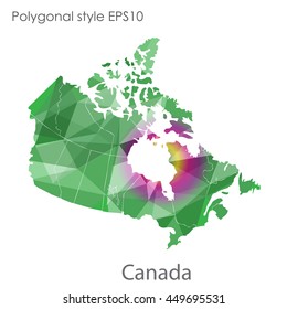 Canada map in geometric polygonal,mosaic style.Abstract gems triangle,modern design background. Vector illustration EPS10