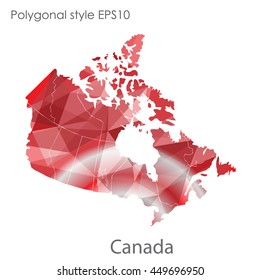 Canada map in geometric polygonal,mosaic style.Abstract gems triangle,modern design background. Vector illustration EPS10