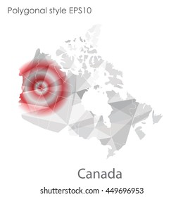 Canada map in geometric polygonal,mosaic style.Abstract gems triangle,modern design background. Vector illustration EPS10