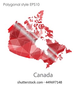 Canada map in geometric polygonal,mosaic style.Abstract gems triangle,modern design background. Vector illustration EPS10