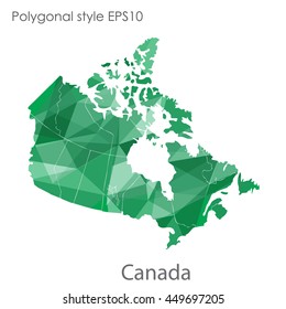 Canada map in geometric polygonal,mosaic style.Abstract gems triangle,modern design background. Vector illustration EPS10