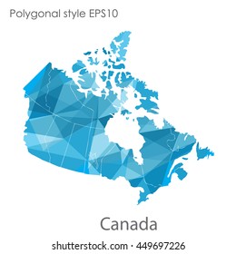 Canada map in geometric polygonal,mosaic style.Abstract gems triangle,modern design background. Vector illustration EPS10