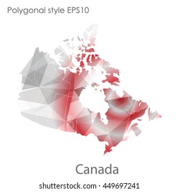 Canada map in geometric polygonal,mosaic style.Abstract gems triangle,modern design background. Vector illustration EPS10
