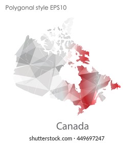 Canada map in geometric polygonal,mosaic style.Abstract gems triangle,modern design background. Vector illustration EPS10