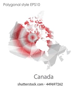 Canada map in geometric polygonal,mosaic style.Abstract gems triangle,modern design background. Vector illustration EPS10