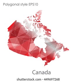 Canada map in geometric polygonal,mosaic style.Abstract gems triangle,modern design background. Vector illustration EPS10