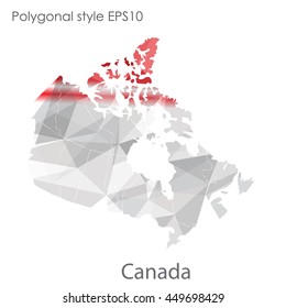 Canada map in geometric polygonal,mosaic style.Abstract gems triangle,modern design background. Vector illustration EPS10