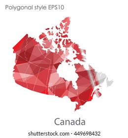 Canada map in geometric polygonal,mosaic style.Abstract gems triangle,modern design background. Vector illustration EPS10