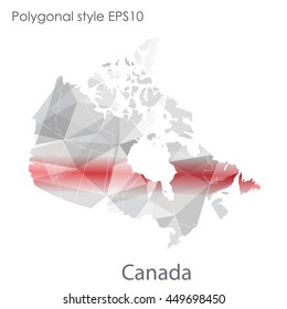 Canada map in geometric polygonal,mosaic style.Abstract gems triangle,modern design background. Vector illustration EPS10