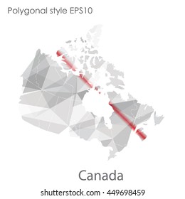 Canada map in geometric polygonal,mosaic style.Abstract gems triangle,modern design background. Vector illustration EPS10