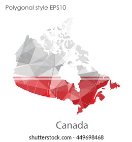 Canada map in geometric polygonal,mosaic style.Abstract gems triangle,modern design background. Vector illustration EPS10