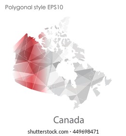 Canada map in geometric polygonal,mosaic style.Abstract gems triangle,modern design background. Vector illustration EPS10