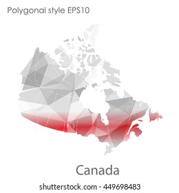Canada map in geometric polygonal,mosaic style.Abstract gems triangle,modern design background. Vector illustration EPS10