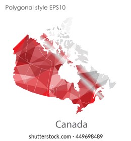 Canada map in geometric polygonal,mosaic style.Abstract gems triangle,modern design background. Vector illustration EPS10