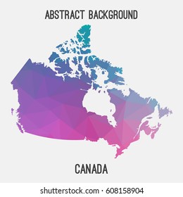 Canada map in geometric polygonal,mosaic style.Abstract tessellation,modern design background,low poly. Vector illustration.