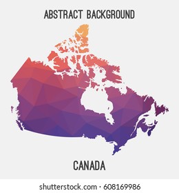 Canada map in geometric polygonal,mosaic style.Abstract tessellation,modern design background,low poly. Vector illustration.