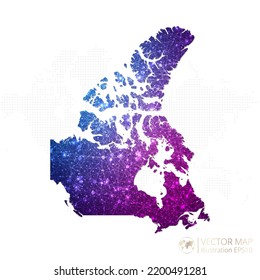 Canada map in geometric wireframe blue with purple polygonal style gradient graphic on white background. Vector Illustration Eps10.