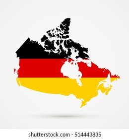 Canada map in Germany flag colors, editable vector.